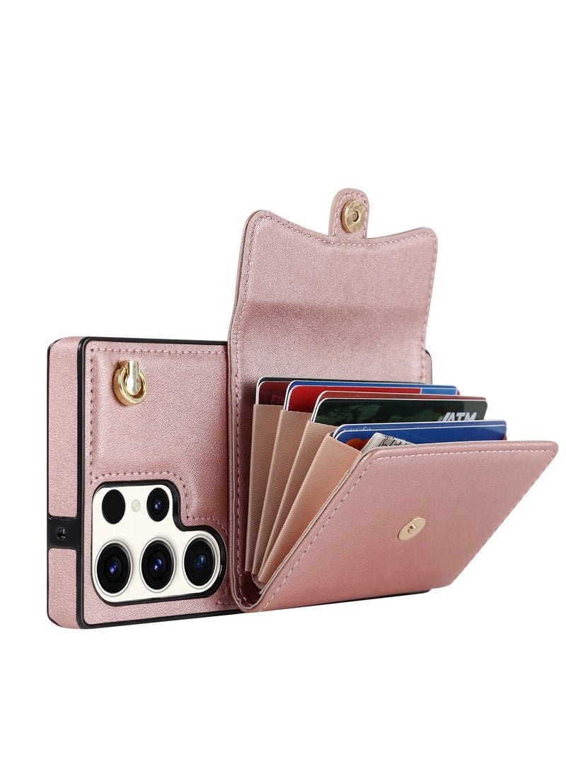 Suteni Crossbody Strap Back Cover Card Slots Leather Phone Case for Samsung - Image 3