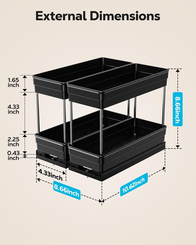 Nieifi Spice Organization for Cabinet-Vertical Spice Rack Pull Out-Spice Rack Organizer for Cabinet-4-1/3 inch Wide-Seasoning Kitchen Organizer-4.3" W x 10.6" D x 8.7" H-2 Pack-2 Tier - Image 2