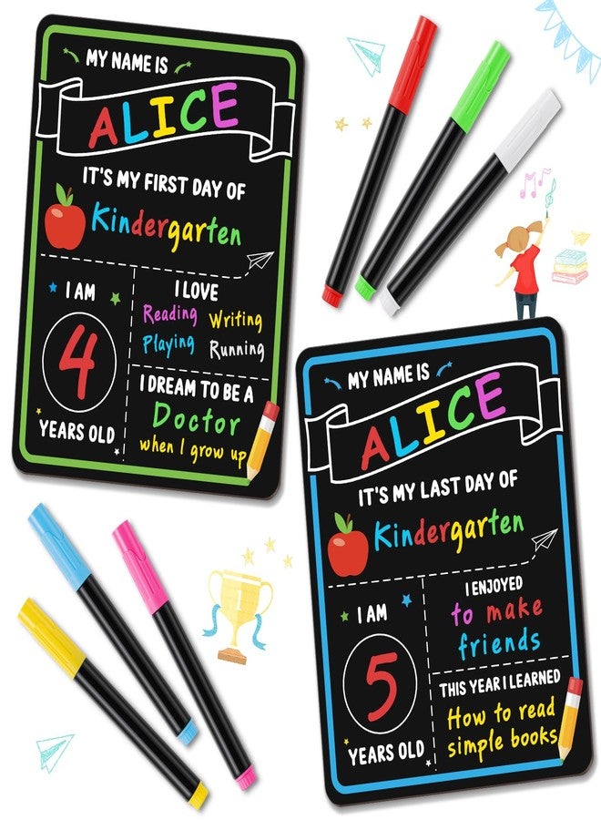 IJIGU First & Last Day of School Chalkboard, 11.3 x 14 Inch Double Sided Back to School Sign for Kids/Girls/Boys, Reusable Wooden 1st Day of Preschool/Kindergarten Photo Props - Image 5