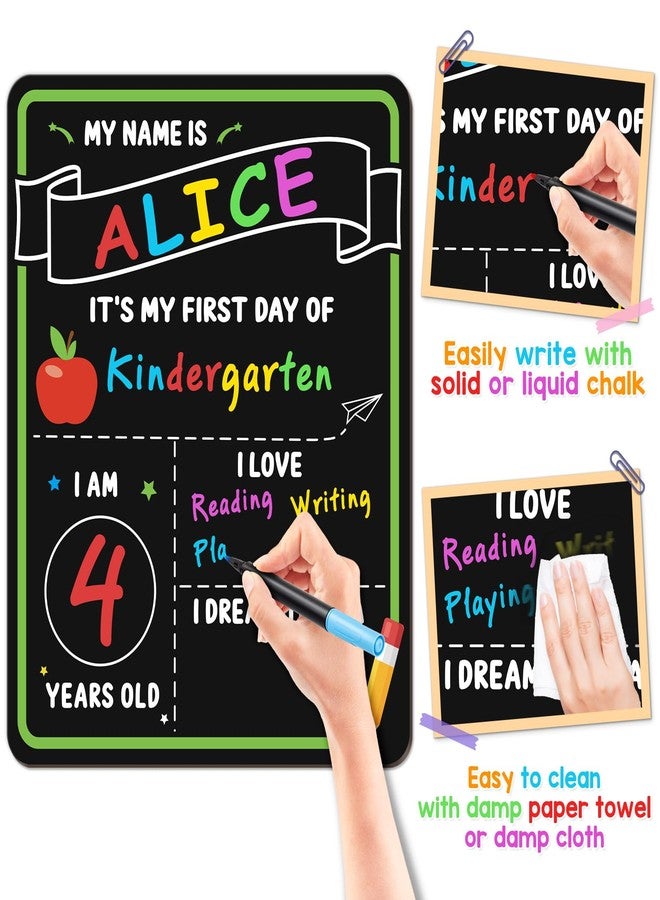 IJIGU First & Last Day of School Chalkboard, 11.3 x 14 Inch Double Sided Back to School Sign for Kids/Girls/Boys, Reusable Wooden 1st Day of Preschool/Kindergarten Photo Props - Image 4