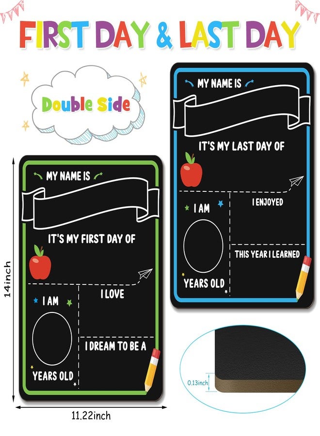 IJIGU First & Last Day of School Chalkboard, 11.3 x 14 Inch Double Sided Back to School Sign for Kids/Girls/Boys, Reusable Wooden 1st Day of Preschool/Kindergarten Photo Props - Image 2