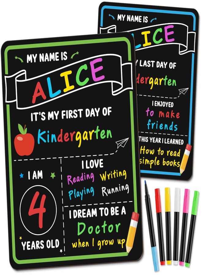IJIGU First & Last Day of School Chalkboard, 11.3 x 14 Inch Double Sided Back to School Sign for Kids/Girls/Boys, Reusable Wooden 1st Day of Preschool/Kindergarten Photo Props - Image 1