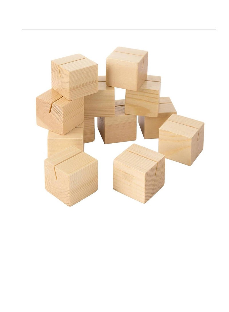 حاملات بطاقات مكان الخشب: 1.56in x 1.56in 12pcs - Image 1