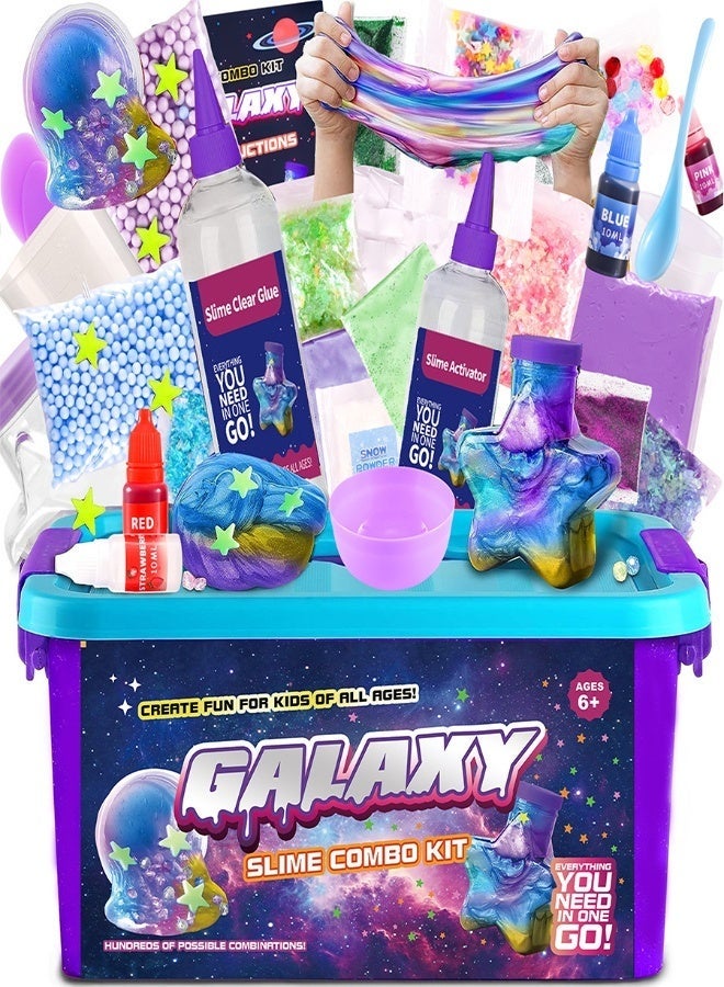 SUCITY Galaxy Slime Combo Kit: All-In-One DIY Slime Making Set for Kids (Ages 6+) – Create Colorful, Sparkly Galactic Slimes Making Kit to Make Butter Slime Great Gift Idea for Girls and Boys 6 year+ - Image 1