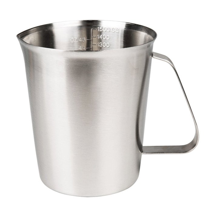 MEASURING CUP STAINLESS STEEL MEASURING CUP 48 OUNCE 15 LITER6 CUP HEAVY DUTY FROTHING PITCHER MILK FROTHING PITCHER MILK FROTHER CUP WITH MARKING WITH HANDLE FOR ESPRESSO MACHINES