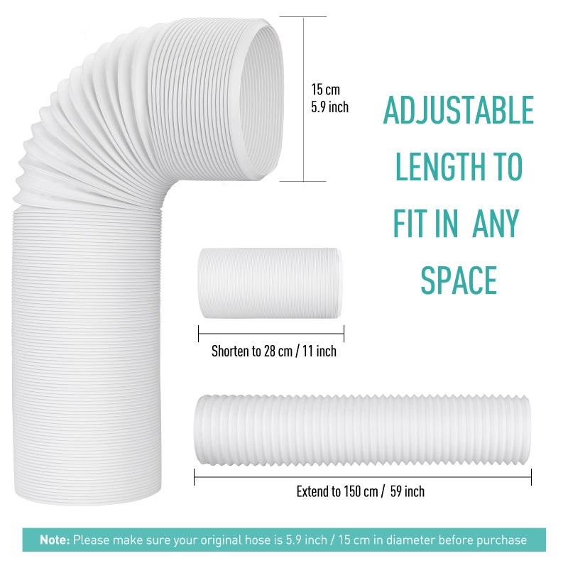 AGPTEK Exhaust Hose for Portable Air Conditioner, 5 Inch Diameter AC Vent Hose, Replacement for 5 inch Exhaust Vent Tube -Counter Clockwise Thread, 59 Length - Image 2