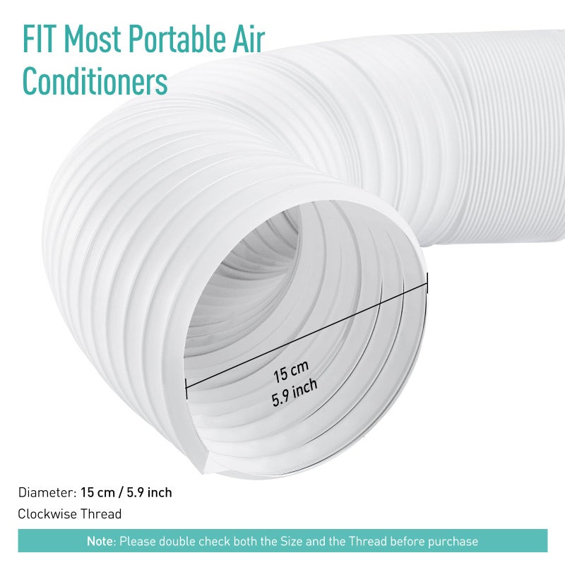 AGPTEK Exhaust Hose for Portable Air Conditioner, 5 Inch Diameter AC Vent Hose, Replacement for 5 inch Exhaust Vent Tube -Counter Clockwise Thread, 59 Length - Image 5