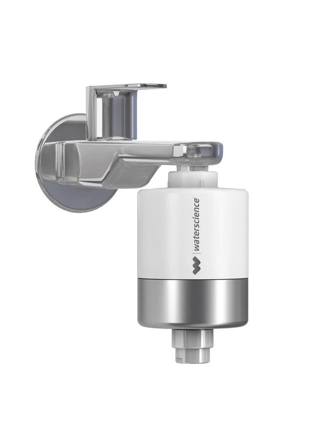 waterscience Stainless Steel Chrome Shower & Tap Filter For Hard Water + Hard Water Cleaning Wipes For Bathroom & Kitchen, White - Image 2