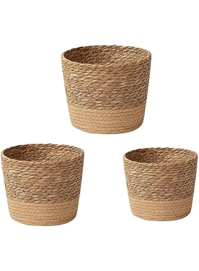 Generic Straw Plant Basket Indoor Woven Plant Pots For Planter Flower Pots Plant Pot Decoration Laundry Basket Household Planter Basket Leak Proof Plastic Lining Indoor Outdoor Garden Decoration  - Image 2