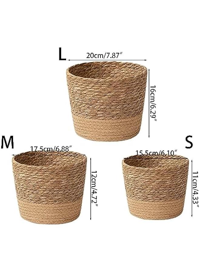 Generic Straw Plant Basket Indoor Woven Plant Pots For Planter Flower Pots Plant Pot Decoration Laundry Basket Household Planter Basket Leak Proof Plastic Lining Indoor Outdoor Garden Decoration  - Image 4