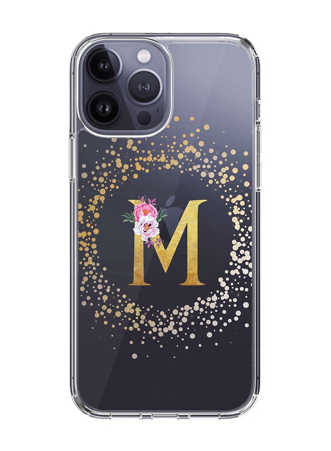 Stylizedd Classic Clear Case For iPhone 15 Pro Max, Hybrid Soft Case Thin Cover- Custom Monogram Initial Letter Floral Pattern Alphabet - M(Transparent) - Image 1