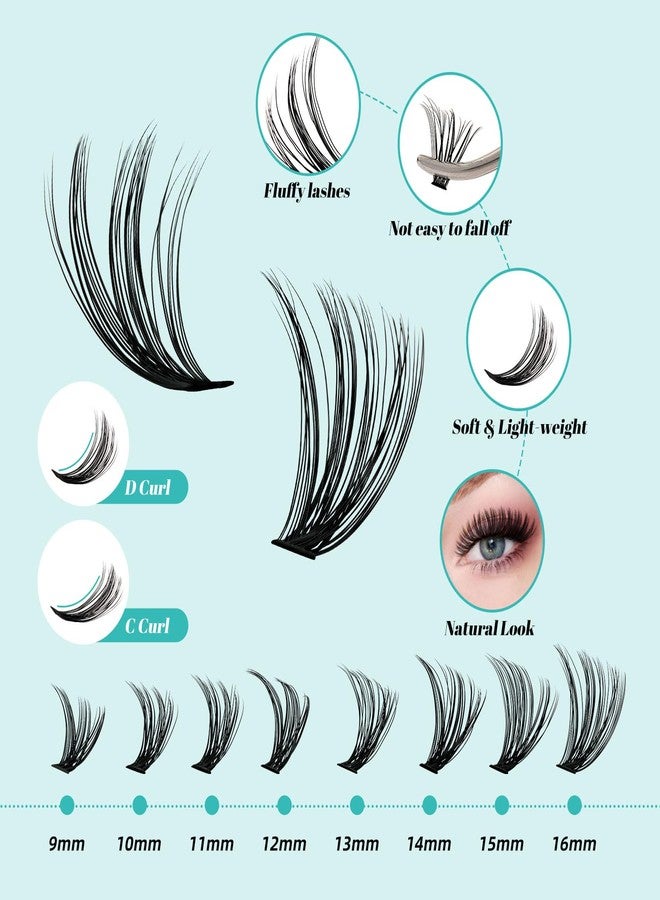 AMZGIRL LASH Lash Clusters Kit 320Pcs,30D 40D Eyelash Extension Kit,Lash Bond and Seal Waterproof,Lash Remover for Individual Cluster Lashes Kit,Lash Applicator Tool for DIY Lash Extension Kit(D-Mix9-16mm Kit) - Image 4