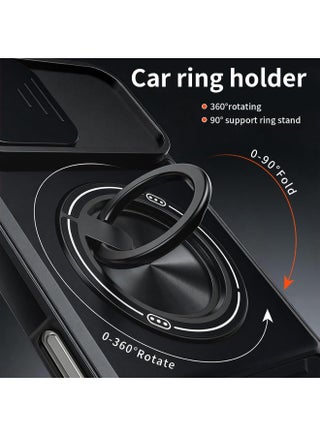 for iPhone 17 Case Cover， Camera Sliding Window，Convenient-Bracket，Magnetic Suction Durability Four In One Protection Phone Case for iPhone 17，Black. - view 2