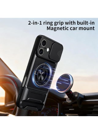 for iPhone 17 Case Cover， Camera Sliding Window，Convenient-Bracket，Magnetic Suction Durability Four In One Protection Phone Case for iPhone 17，Black. - view 5