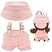 QUPIVA 15cm17cm Dolls Clothes with Adjustable Straps Cute Hat for Girls Summer Overalls Outfits Clothing Set for 17 CM Doll Cute Fashion Ropa De for Have a Seat Doll Daily WearPink - Image 3