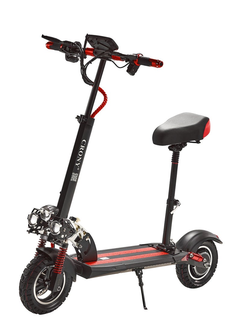 Crony V10 All-Terrain electric Scooter, Dual Suspension, Dual Hydraulic Disc Brakes E-Bike, Easy Foldable, Portable Commuter E-Scooter for Adults & Kids, 120KG Load Aluminum Frame Skateboard, Urban Mobility,Red - Image 1