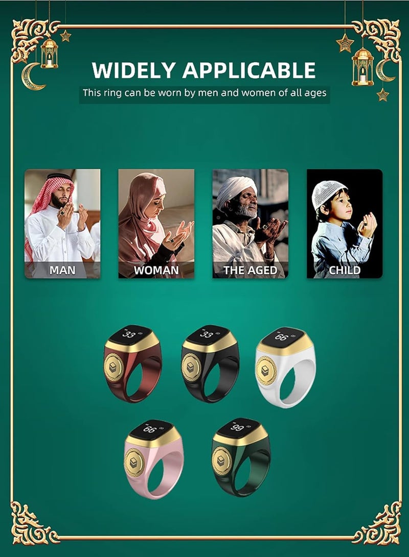 Zikr Ring Smart Tasbih Ring, Muslim Prayer, Prayer Timing Reminder, OLED Display, Tasbih Counter, Wearable Technology, Waterproof, Lite Version (Acrylic, White, 20MM) - Image 4