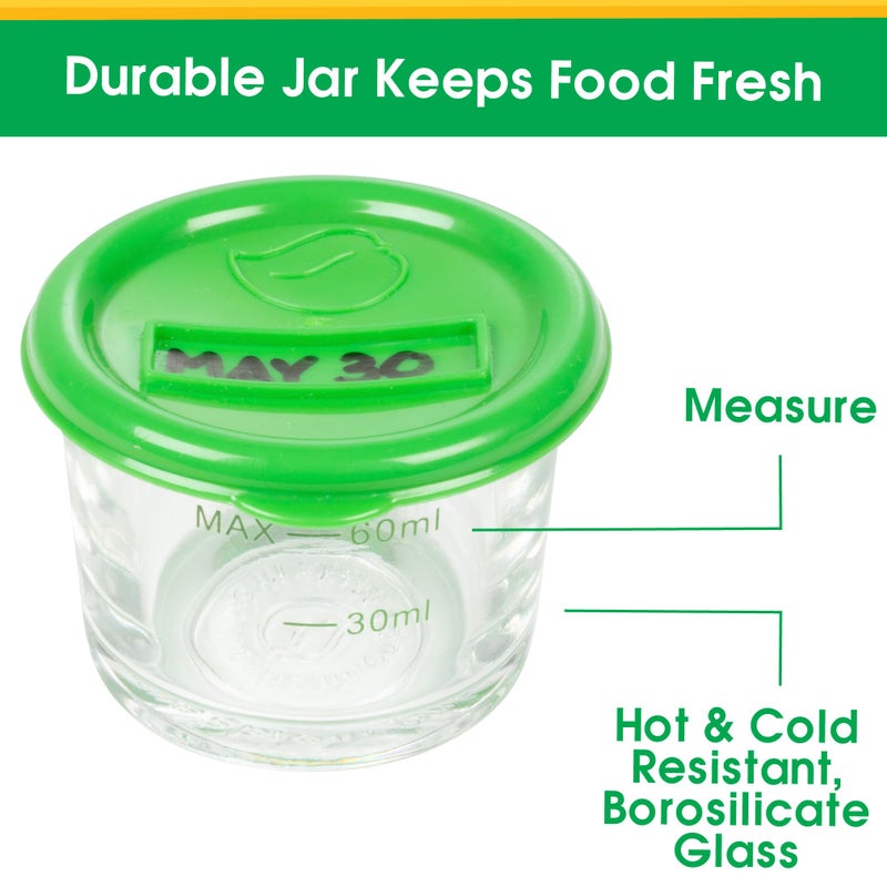Sprout Cups Glass Baby Food Storage Containers (4 Pk) - 2oz Jars in Stackable Storage Tray w Tight Interlocking Base- Dry-Erase Marker Labeling- Microwave Freezer Dishwasher Safe- Babyfood Breast Milk, Gift - Image 5