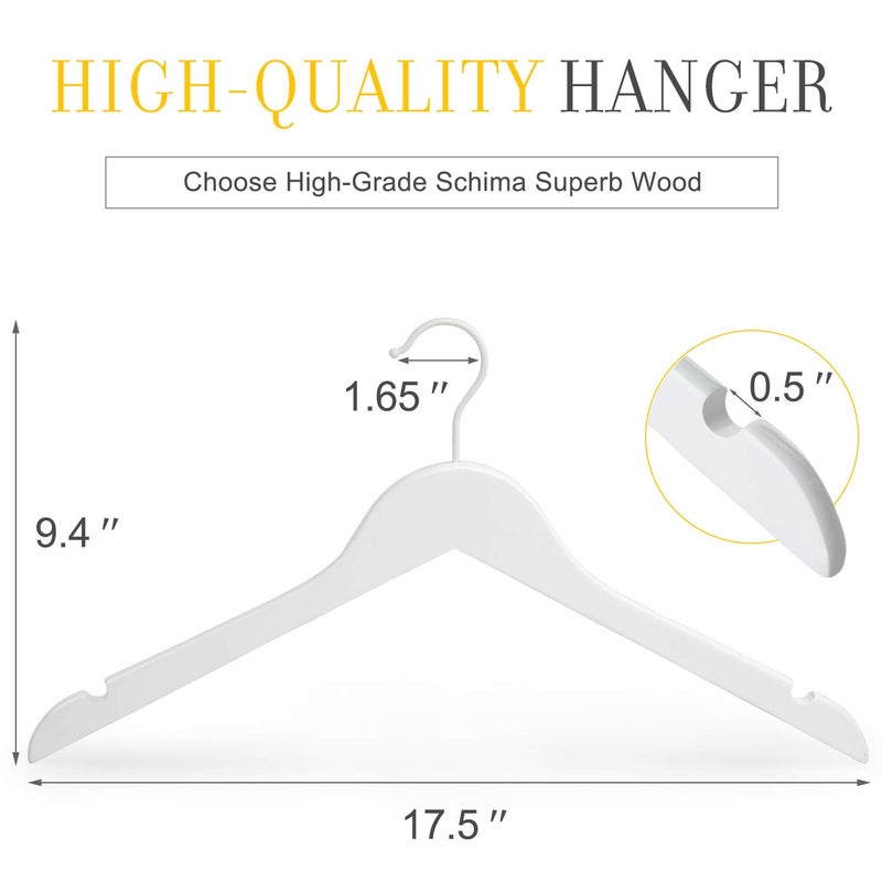 TOPIA HANGER Bride Hanger for Wedding Dress, Premium White Wooden Hangers, 360Â° Swivel White Hook, Smooth Finish, Extra Smoothly Cut Notches, 10 Pack-CT06W - Image 2