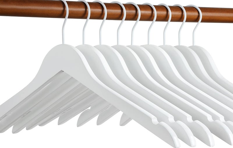 TOPIA HANGER Bride Hanger for Wedding Dress, Premium White Wooden Hangers, 360Â° Swivel White Hook, Smooth Finish, Extra Smoothly Cut Notches, 10 Pack-CT06W - Image 1