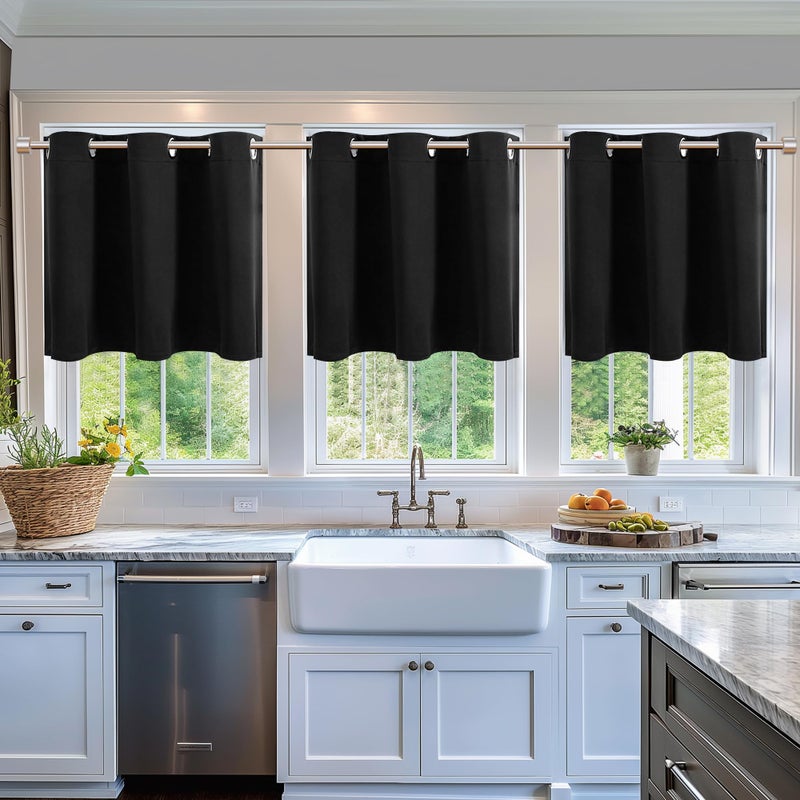 ChrisDowa Blackout Curtains 36 Inches Long for Living Room  Grommet Thermal Insulated Room Darkening Curtains for Bedroom (1 Panel Set  Black  52W x 36L) - Image 5