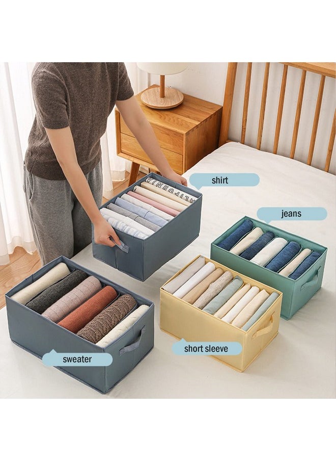 HOUSE OF QUIRK House of Quirk Non-Woven Set Of 3 Wardrobe Clothes Organizer For Folded Clothes With Handle, Closet Drawer Organizers For Jeans Pants T-Shirt Sweater Kids Clothes (6+7+9 Grids, Pastel Green)  - Image 5