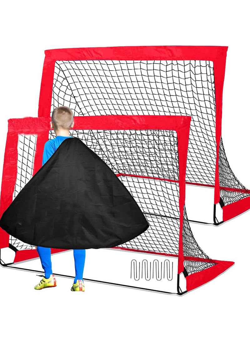 Rock Pow - Portable Soccer Goal Foldable Pop Up Training Soccer Goals Net Set with Carry Bag for Outdoor & Backyard Kids Practice Football Goals Ideal Games Soccer Goals Net for Toddler Youth Adults (2 Set) - Image 1
