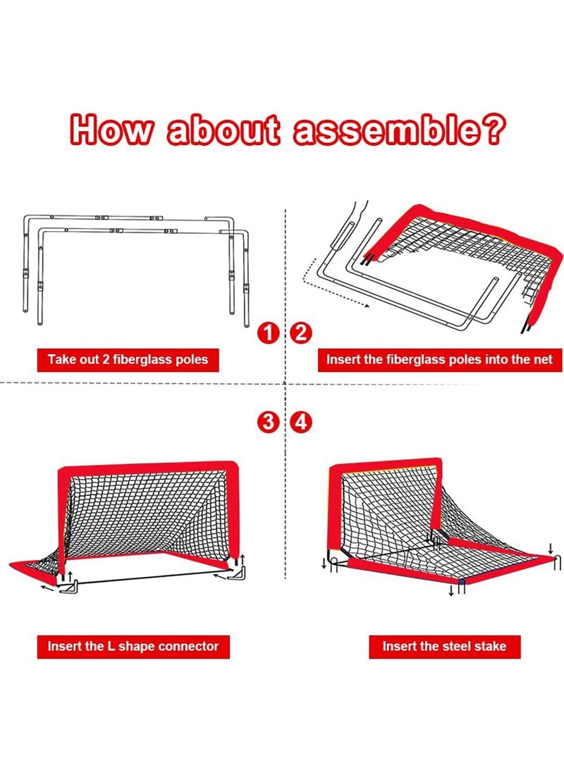 Rock Pow - Portable Soccer Goal Foldable Pop Up Training Soccer Goals Net Set with Carry Bag for Outdoor & Backyard Kids Practice Football Goals Ideal Games Soccer Goals Net for Toddler Youth Adults (2 Set) - Image 1