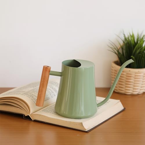 Green Moon Watering Can Indoor Plants 35oz Sage Green Water Can Indoor Metal Small Water Can Pot with Long Spout for House Bonsai Plants Garden Flower Decorative - Image 5