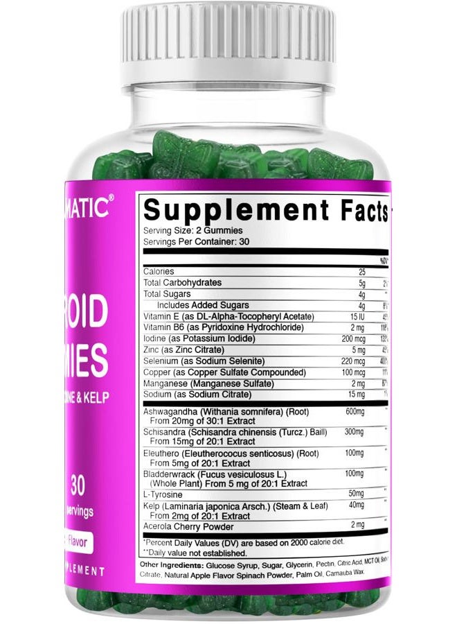 Vitamatic Vegan Thyroid Support Gummies with Iodine & Kelp - 60 Count - Improve Your Energy & Increase Metabolism - Plant Based - Image 2