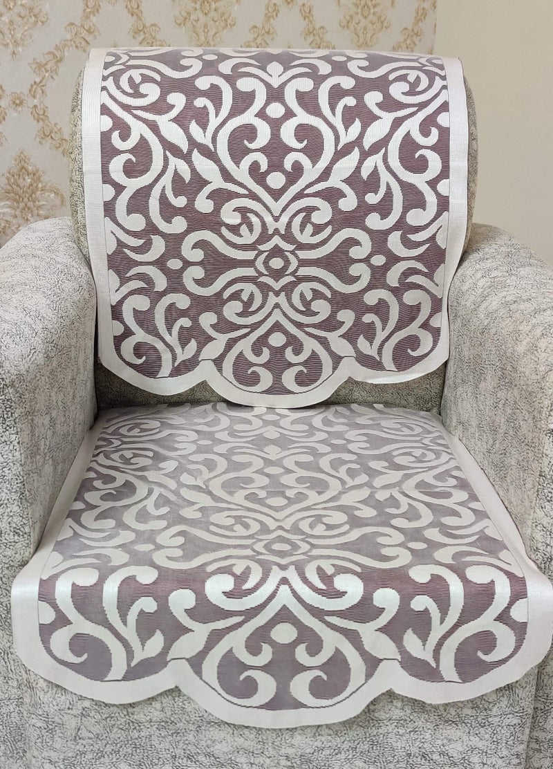 KREEVA Knitted Net Sofa Cover | for 5 Seater (3+1+1) Sofa | (Pink-Silver, 6 Piece Set) | Sofa Slipcovers - Image 1