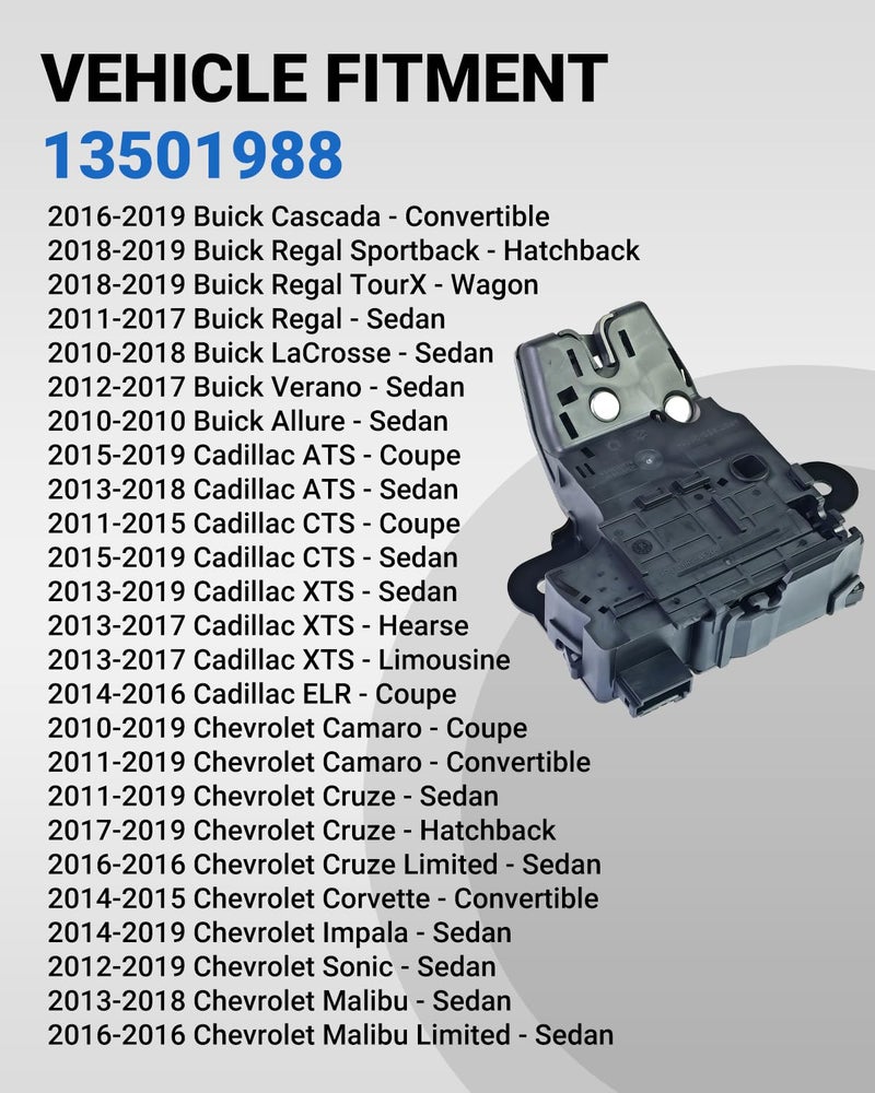 TVM TRAVERMAN Trunk Latch Lock Actuator 13501988 Compatible for Chevy Cruze Malibu Impala Sonic Camaro Buick Lacrosse Regal Cadillac ATS CTS XTS Replaces 940108 99905279 - Image 4