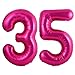 Lovoir Hot Pink 35 Number Balloons 40 Inch Giant Number 35 Balloons Foil Mylar Helium Hot Pink Number Balloons for 35th Birthday Party Supplies Anniversary Event Celebration Decorations - Image 2