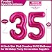 Lovoir Hot Pink 35 Number Balloons 40 Inch Giant Number 35 Balloons Foil Mylar Helium Hot Pink Number Balloons for 35th Birthday Party Supplies Anniversary Event Celebration Decorations - Image 4