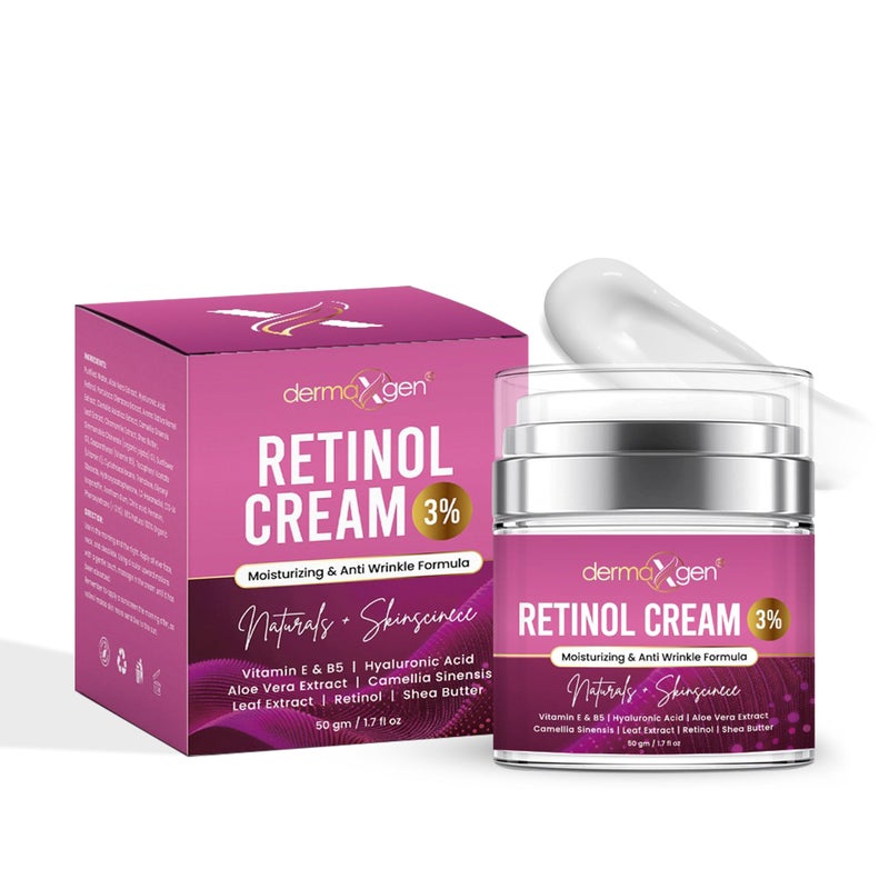 Dermaxgen Retinol Cream â€“ 3% (Percent) Retinol Cream for Face with Hyaluronic Acid â€“ Anti-Aging Face Cream for Fine Lines and Wrinkles â€“ Hydrating Face Moisturizer with Shea Butter, Aloe Vera - Image 1