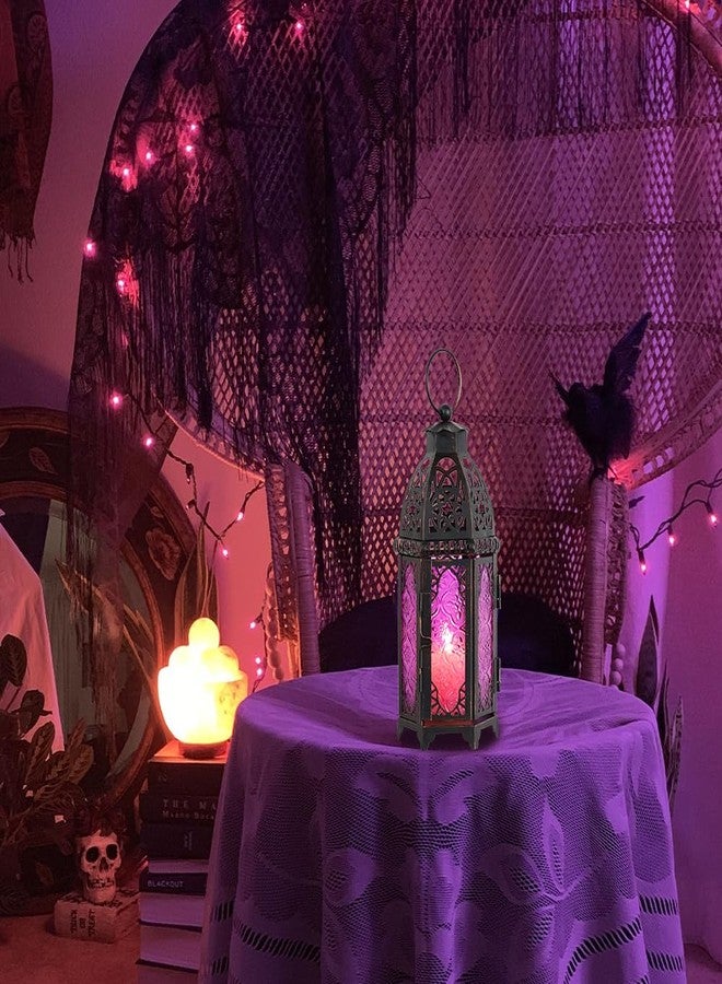 NEEDOMO Ramadan Decorations, Hanging Moroccan Lantern, 11'' Vintage Candle Holder, Metal Lanterns Decorative Indoor Outdoor, Table, Patio, Porch, Shelf, Gothic Home Decor (Purple) - Image 4