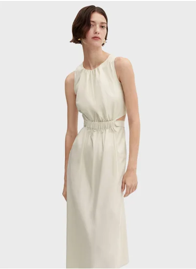 MANGO Crew Neck Side Cut Out Dress