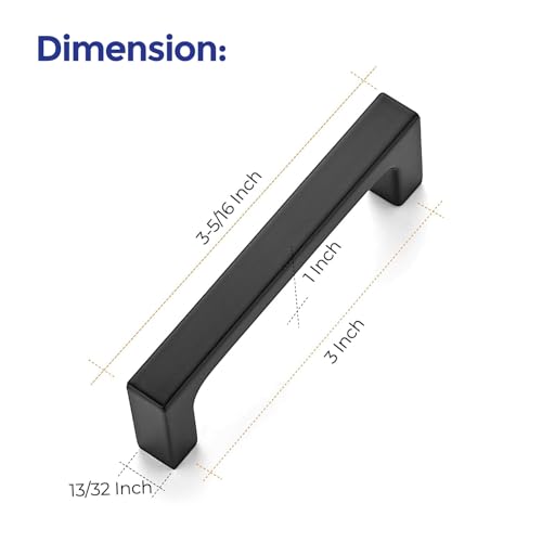 Ravinte 40 Pack 3 Inch Hole Centers Matte Black Cabinet Pulls Handles Solid Drawer Pulls Kitchen Hardware Flat Black Square Bar Handles - Image 3