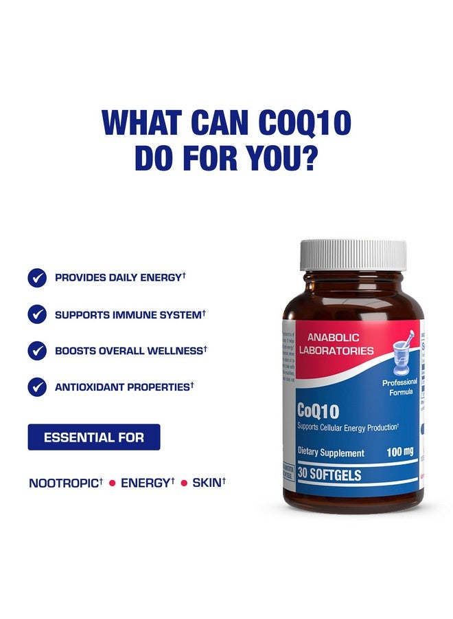 Anabolic Laboratories High Absorption CoQ10 100mg Softgels - Clinical Formula Coenzyme Q10 100mg for Skin Heart Energy Antioxidant and Brain Support - Easy to Swallow - Made in The USA in cGMP Facilities - 30 Servings - Image 5