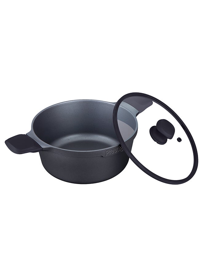 Prestige Essential Cast Aluminum Black 28 Cm Casserole With Glass Lid |  Non Stick Induction-Based Stockpot With Lid Black - Image 1