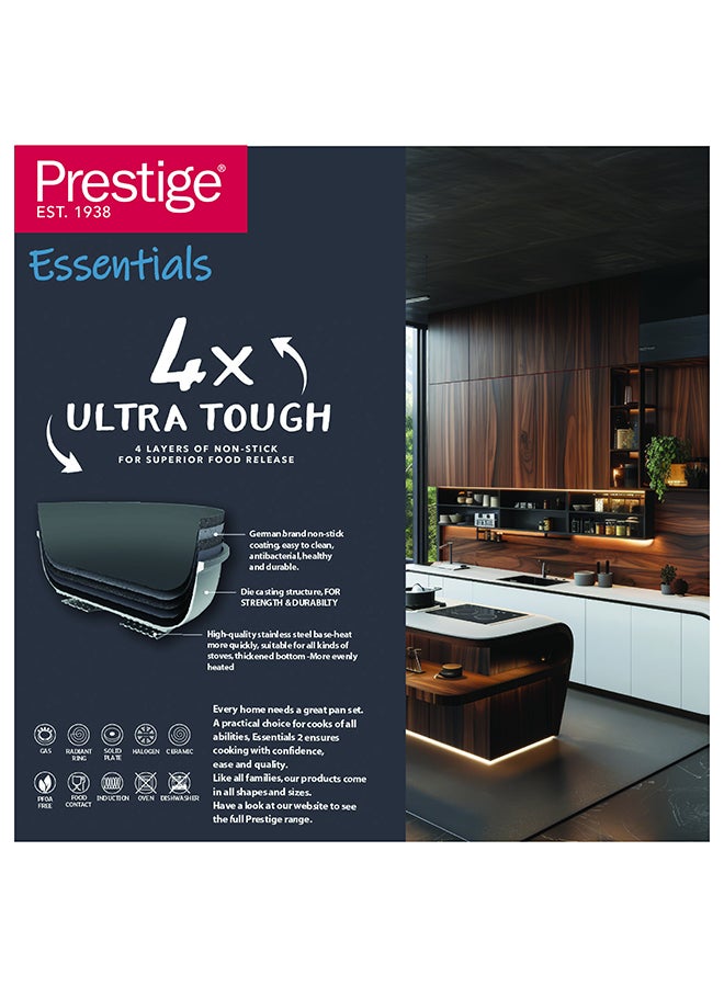 Prestige Essential Cast Aluminum Black 28 Cm Casserole With Glass Lid |  Non Stick Induction-Based Stockpot With Lid Black - Image 4