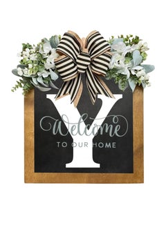 Y&D Welcome Sign Creative Bowknot Letter Wreath In Front Of The Door Outdoor Decoration Props For The Courtyard 35x40CM  - Image 1