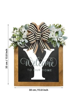 Y&D Welcome Sign Creative Bowknot Letter Wreath In Front Of The Door Outdoor Decoration Props For The Courtyard 35x40CM  - Image 2