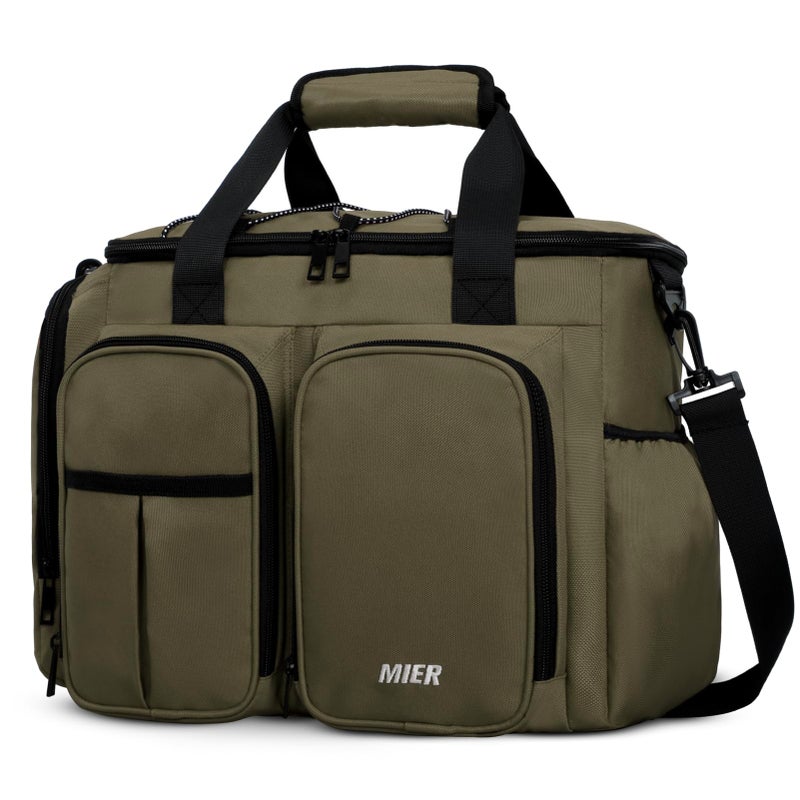 MIER Lunch Box for Men Heavy Duty Insulated Lunch Bag 20 Cans Large Leakproof Soft Cooler Bags with Multiple Pockets for Picnic Work Travel (Army Green) - Image 1