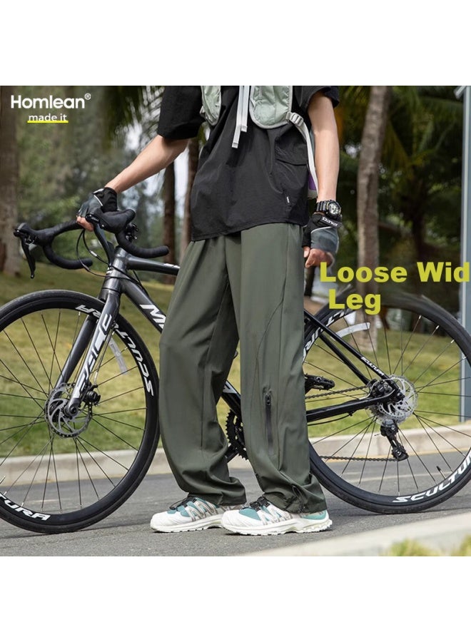 Homlean American-style Paratrooper Functional Pants Men's Spring And Summer Loose Straight-leg Outdoor Casual Mountaineering Pants One1 Military Green M - Image 1