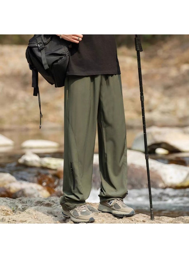 Homlean American-style Paratrooper Functional Pants Men's Spring And Summer Loose Straight-leg Outdoor Casual Mountaineering Pants One1 Military Green M - Image 3