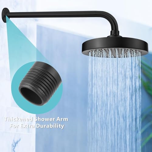 Nuodan Shower Arm with Flange, 24 Inches Wall Mount Replacement Extension Showerhead Arm For Fixed Shower Head, Matte Black - Image 4