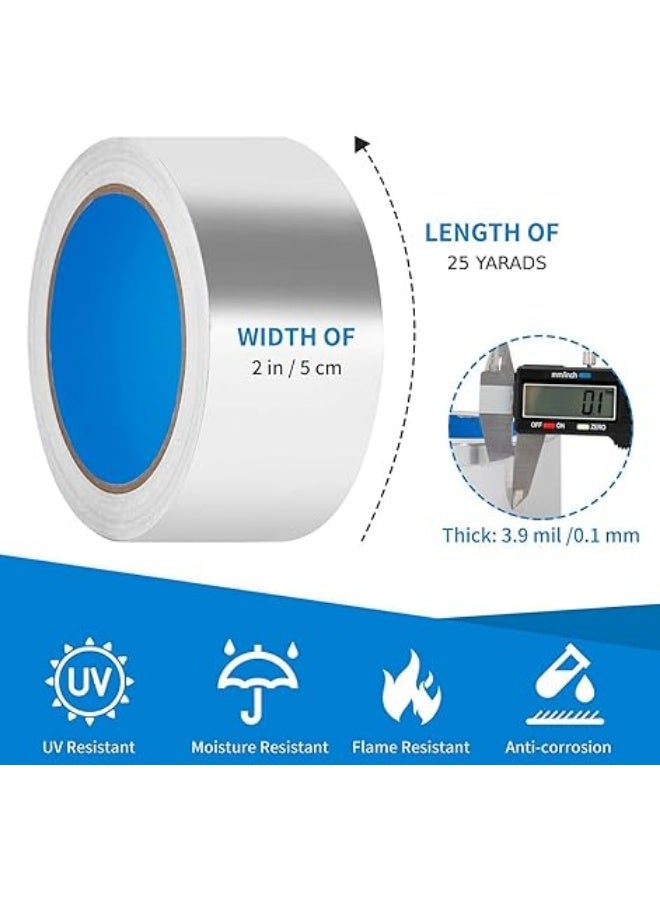 erorex 1 Roll Aluminum Foil Tape | 2 inches x 25 yards | Insulation Adhesive Metal Tape for HVAC, Sealing & Patching Hot & Cold Air Ducts | Silver Tape for Metal Repair - Image 2