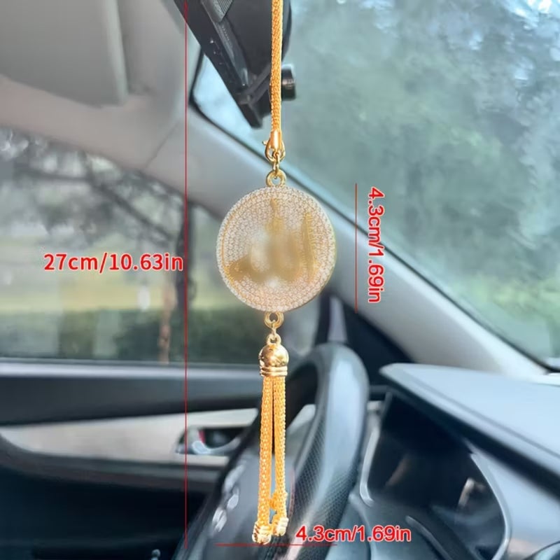 WU Zinc Alloy Double-Sided Full Diamond Car Pendant - Luxury Design for Middle East & Southeast Asia - Image 3