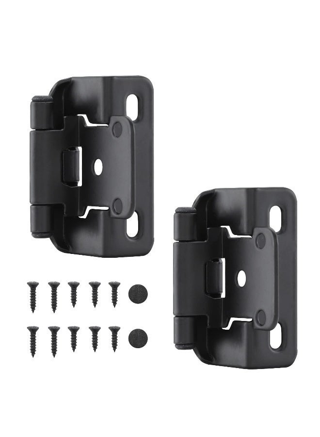 4Pcs 0.5inch Overlay Semi Partial Wrap Cabinet Hinges, Self Closing Inset Cabinet Hinge Black Semi-Concealed Hinges for Kitchen Cabinets